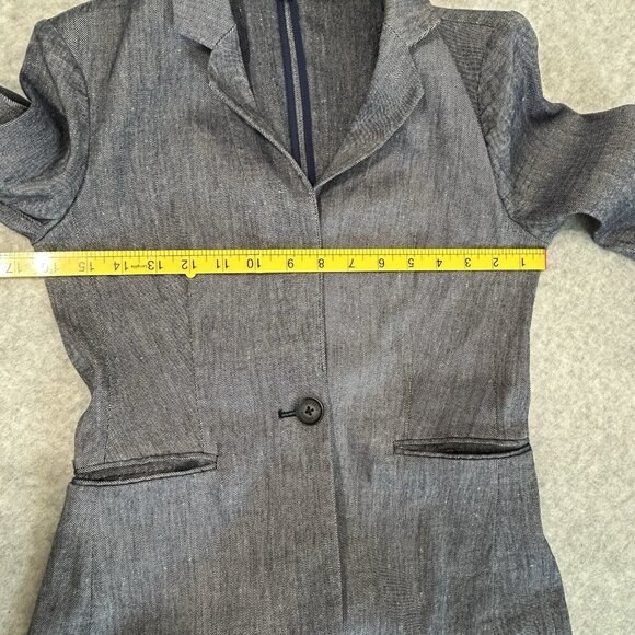 EXPRESS Blazer Womens 0 One Button Denim Look Lightweight Tailored Stretch - Picture 5 of 12